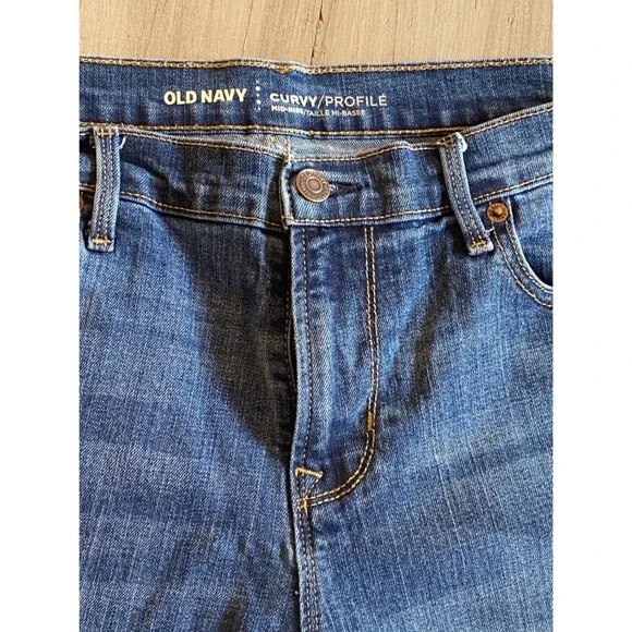 Old Navy Curvy Profile Mid-Rise Jeans Blue Distressed Stretch Denim Womens 12 - Picture 7 of 15